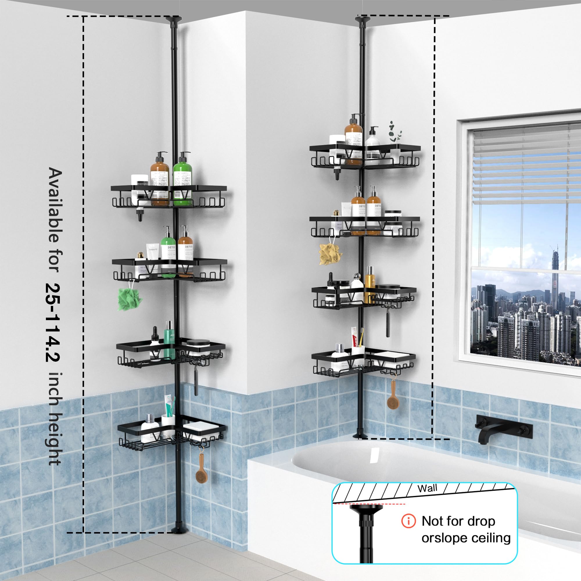 KEGII waterproof shower caddy supports daily bath items securely.