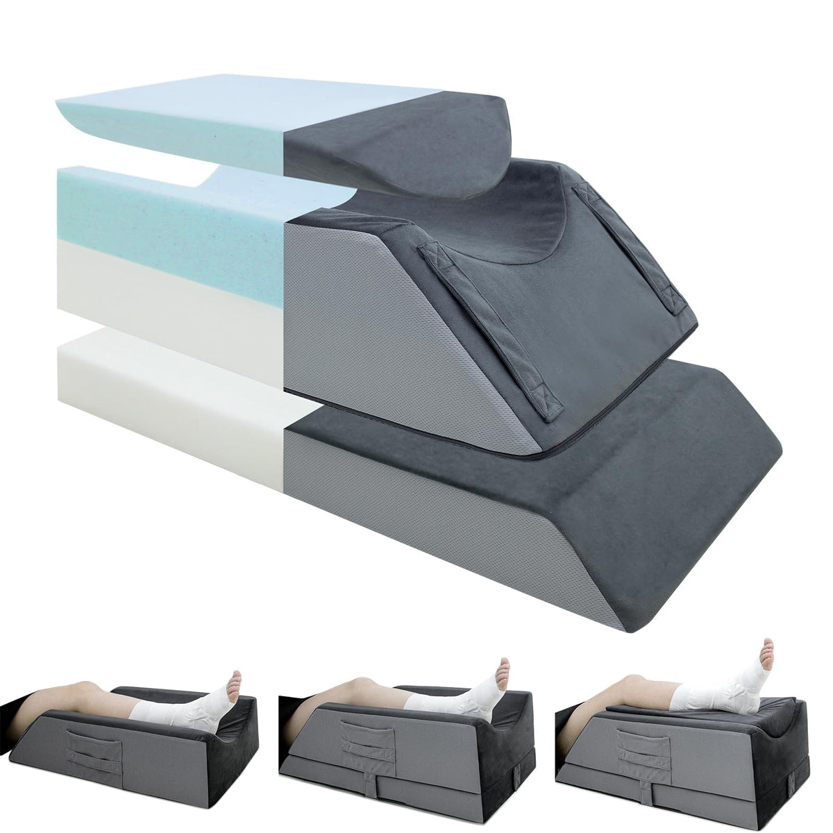 Kehangte leg elevation pillow with memory-foam-top for soft, cozy support.