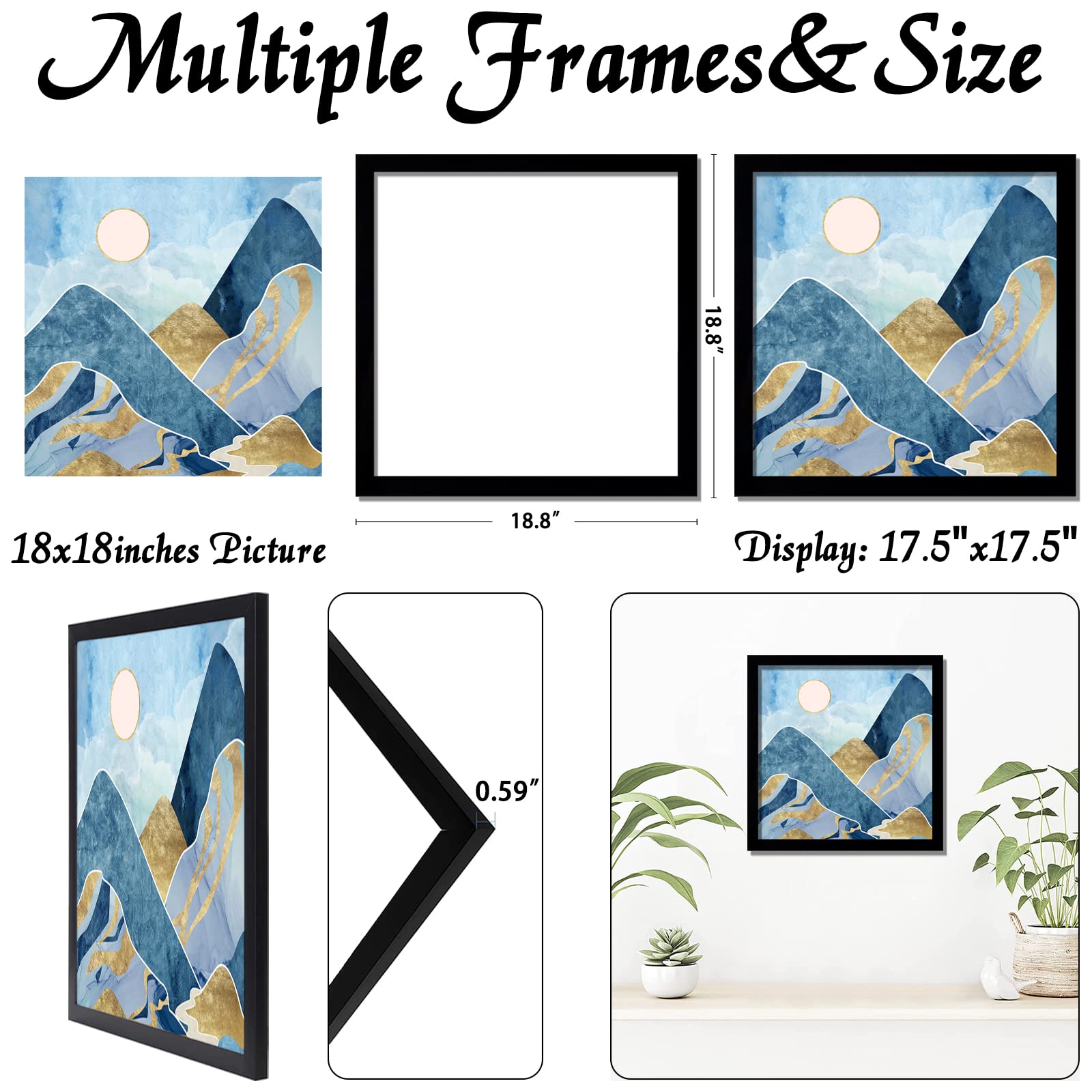 Keibiubu 18x18 square photo display for posters or certificates