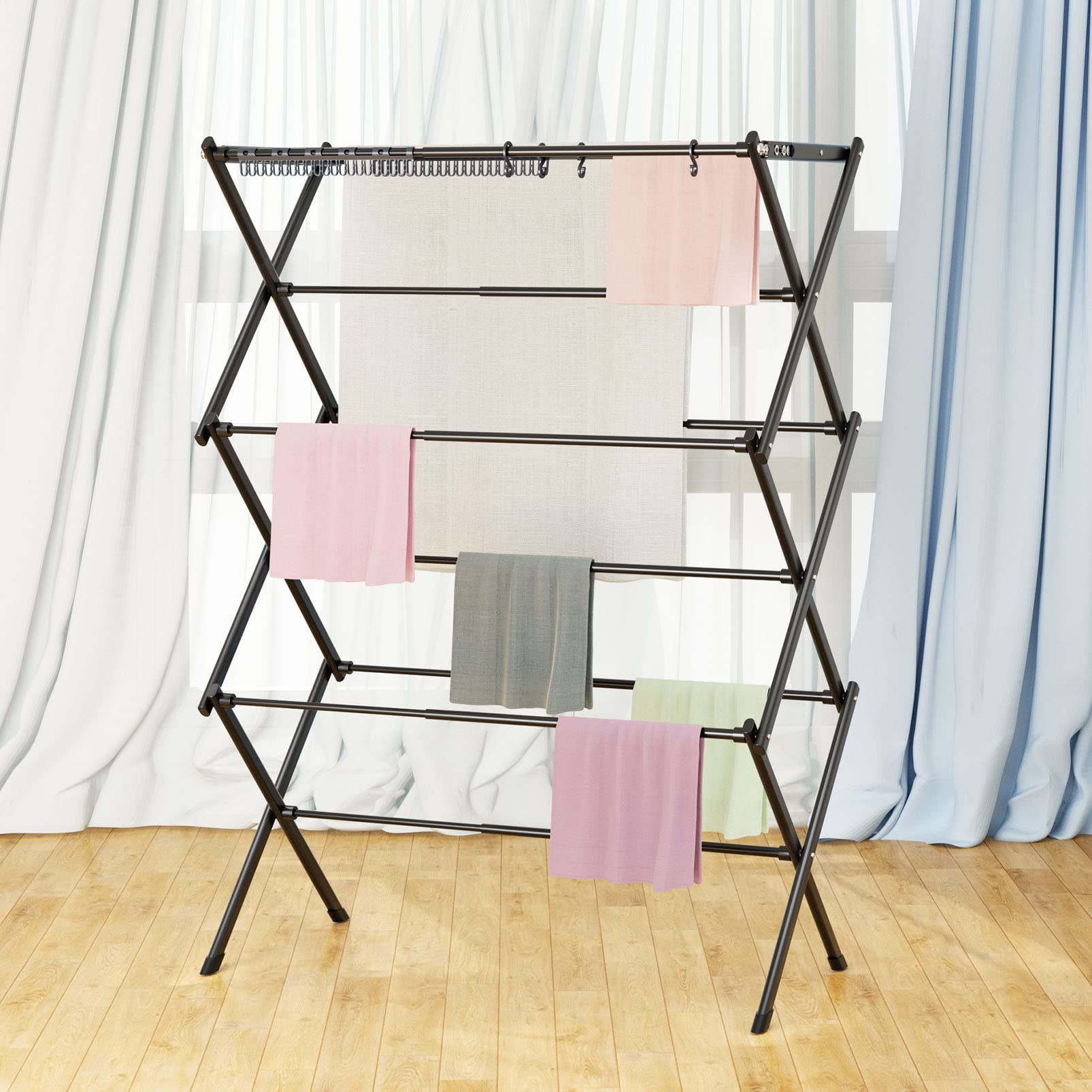 KeingGcopr indoor-outdoor drying rack shows a sturdy frame for daily laundry.
