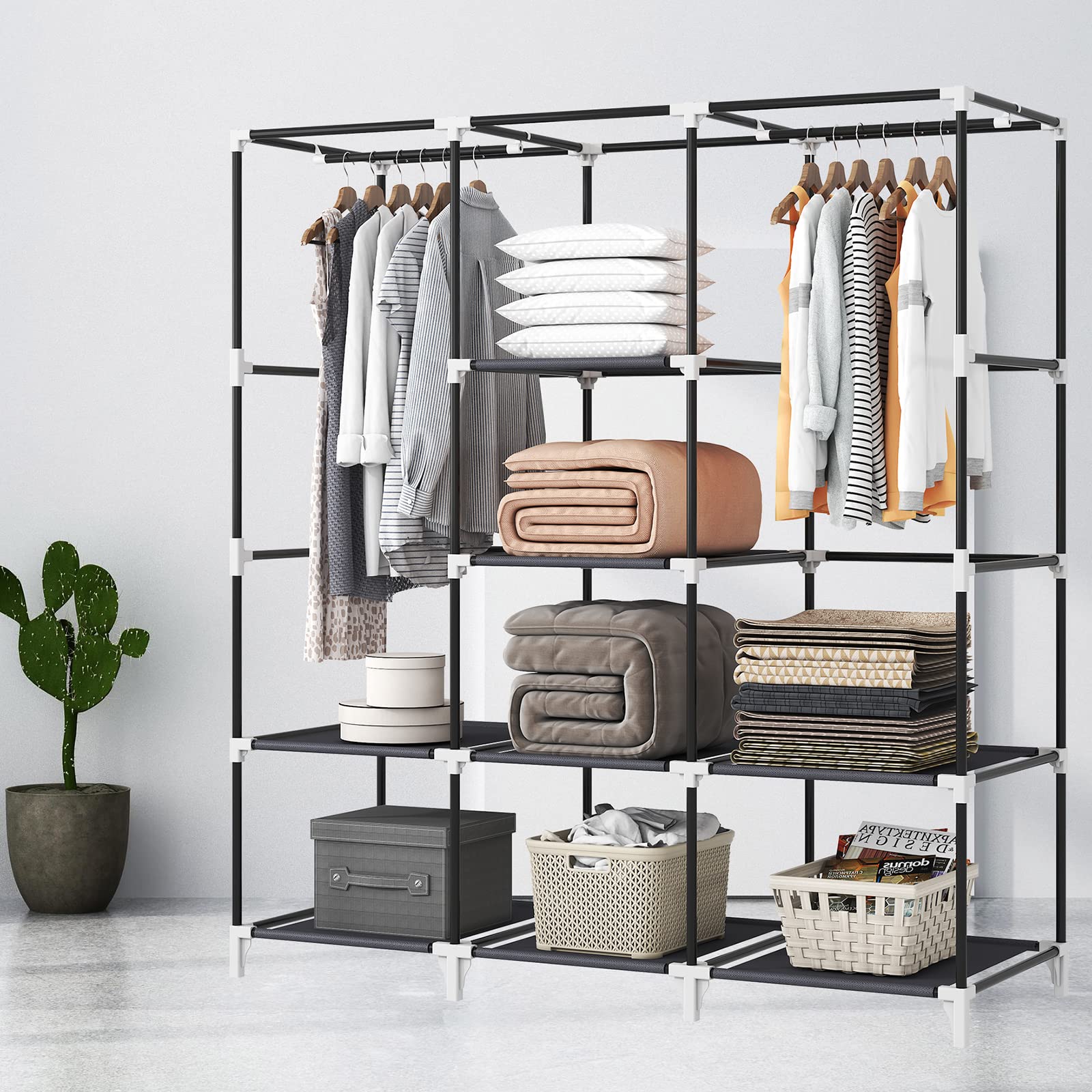 KEKIWE portable closet assembly guide view illustrates tool-free setup in minutes.