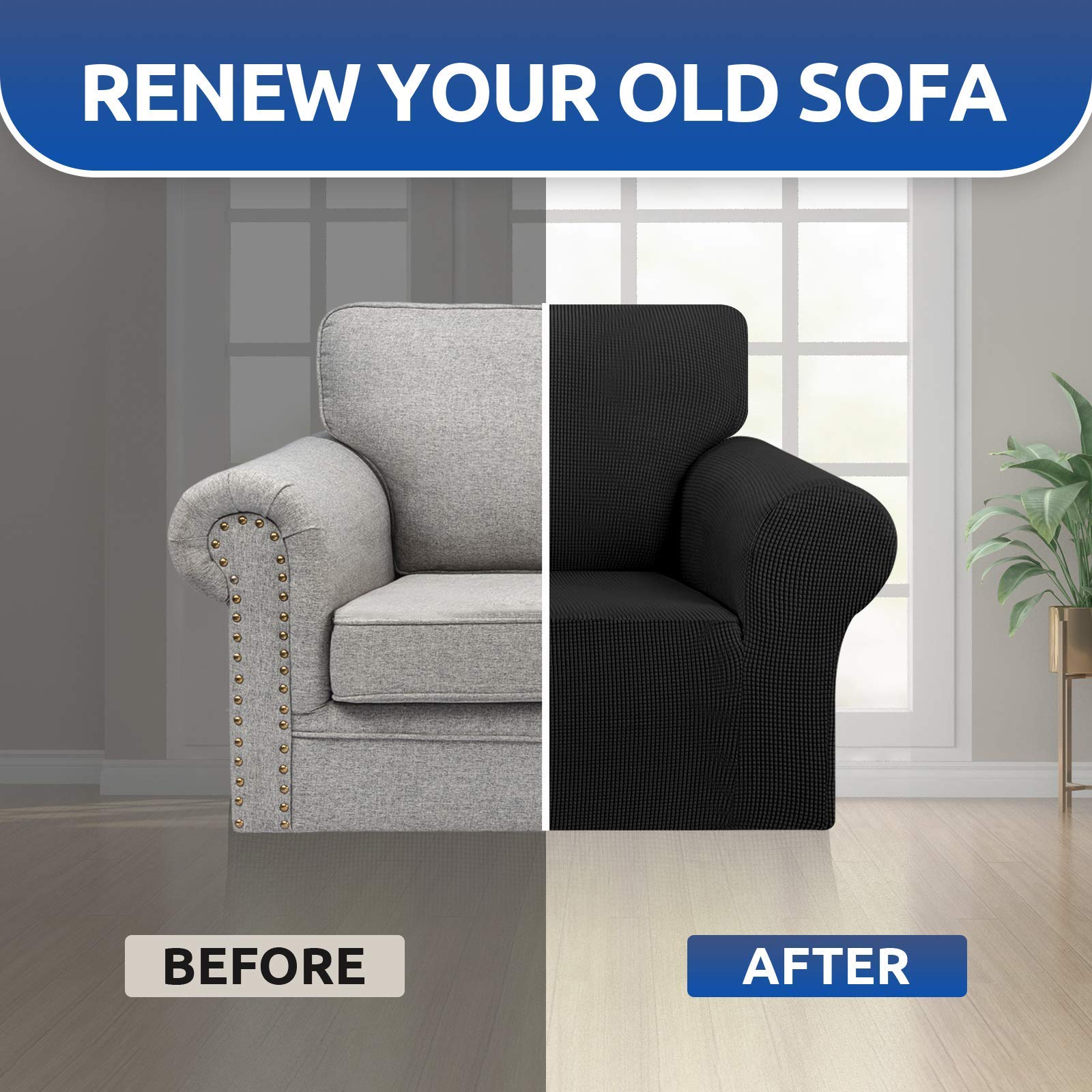 KEKUOU durable wrinkle-resistant slipcover maintains neat seating