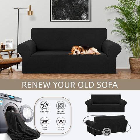 KEKUOU elastic bottom keeps the sofa cover secure through playful moments.