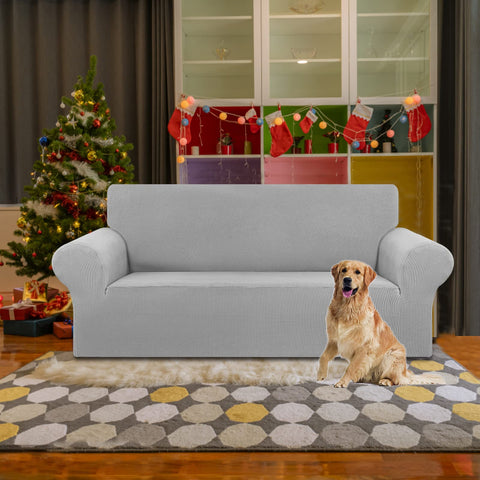 KEKUOU jacquard small checked sofa cover adds subtle pattern and style.