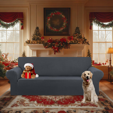 KEKUOU one piece sofa cover with elastic bottom for a secure fit.