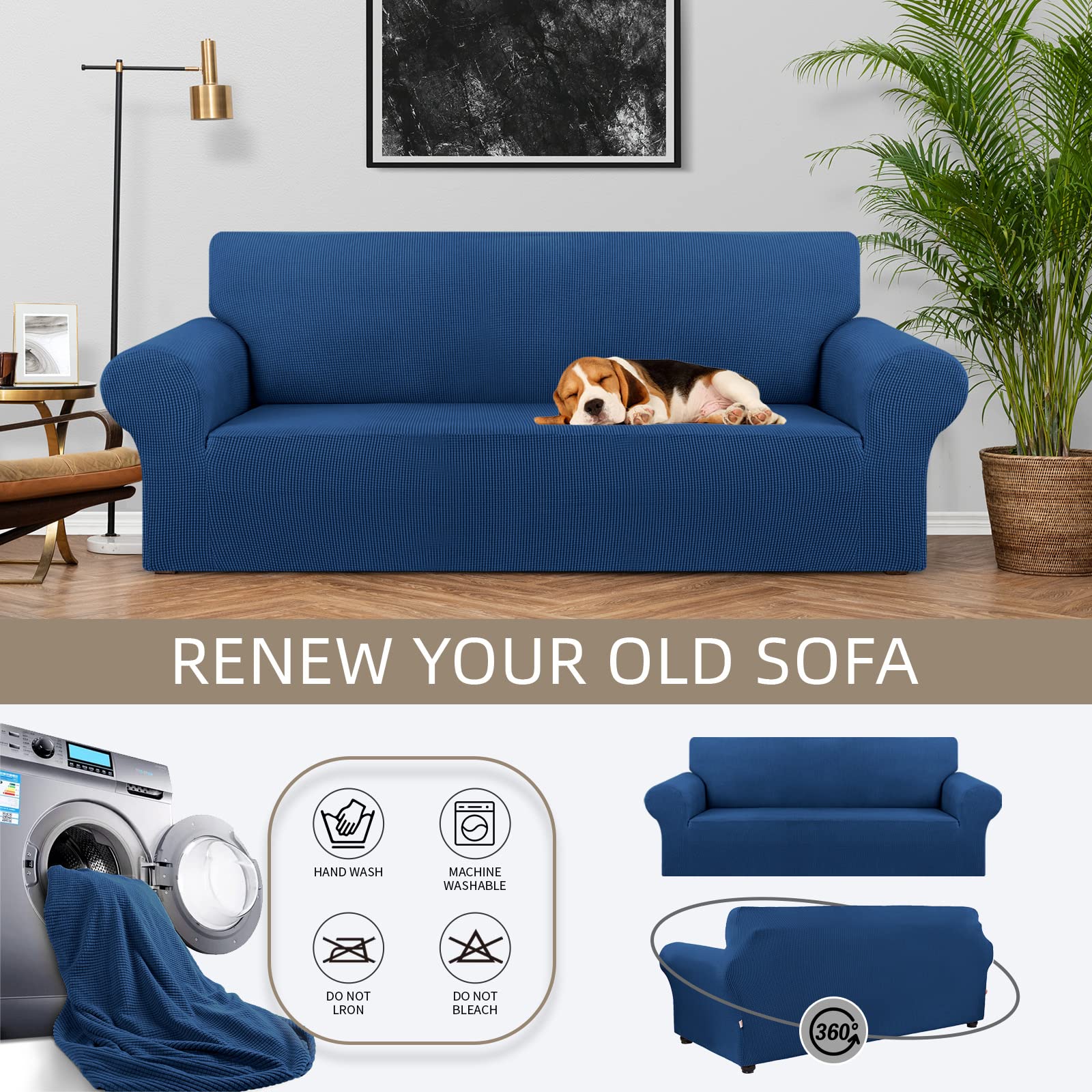 KEKUOU pet-friendly sofa cover guards cushions from spills and claws.