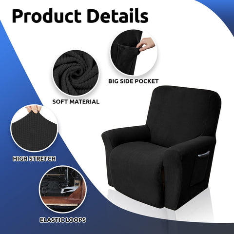 KEKUOU recliner cover in black complements modern decor.