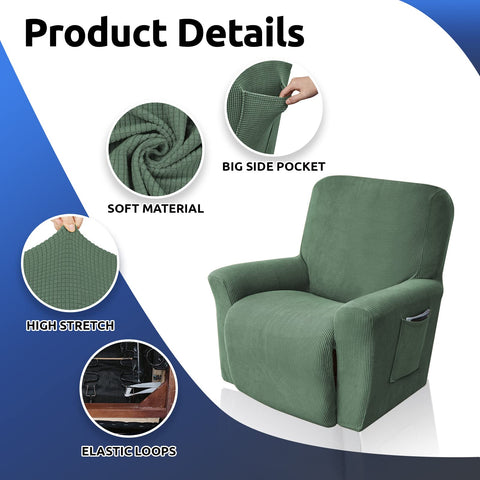 KEKUOU recliner cover in greyish green complements home decor.