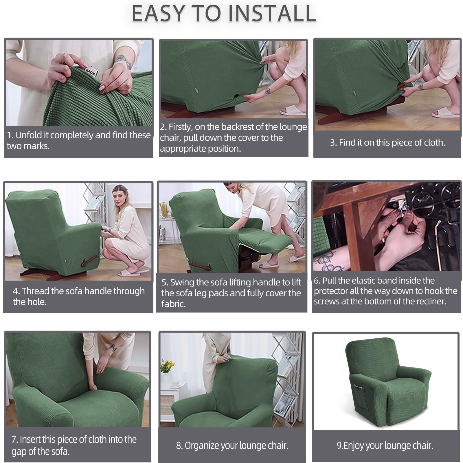 KEKUOU recliner cover is machine washable for easy cleaning at 30°C.