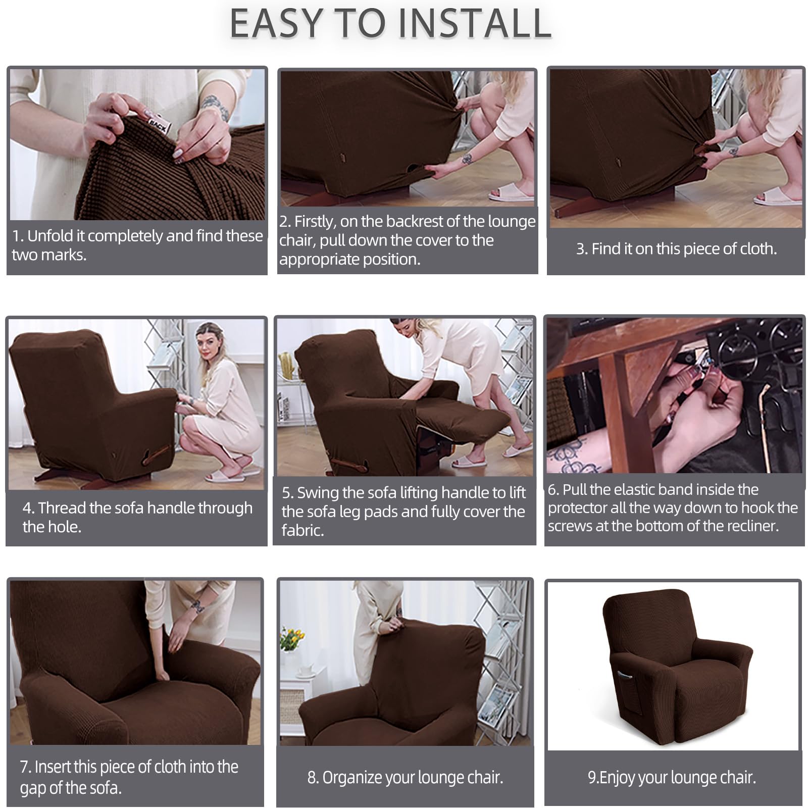 KEKUOU recliner cover machine washable for easy care.