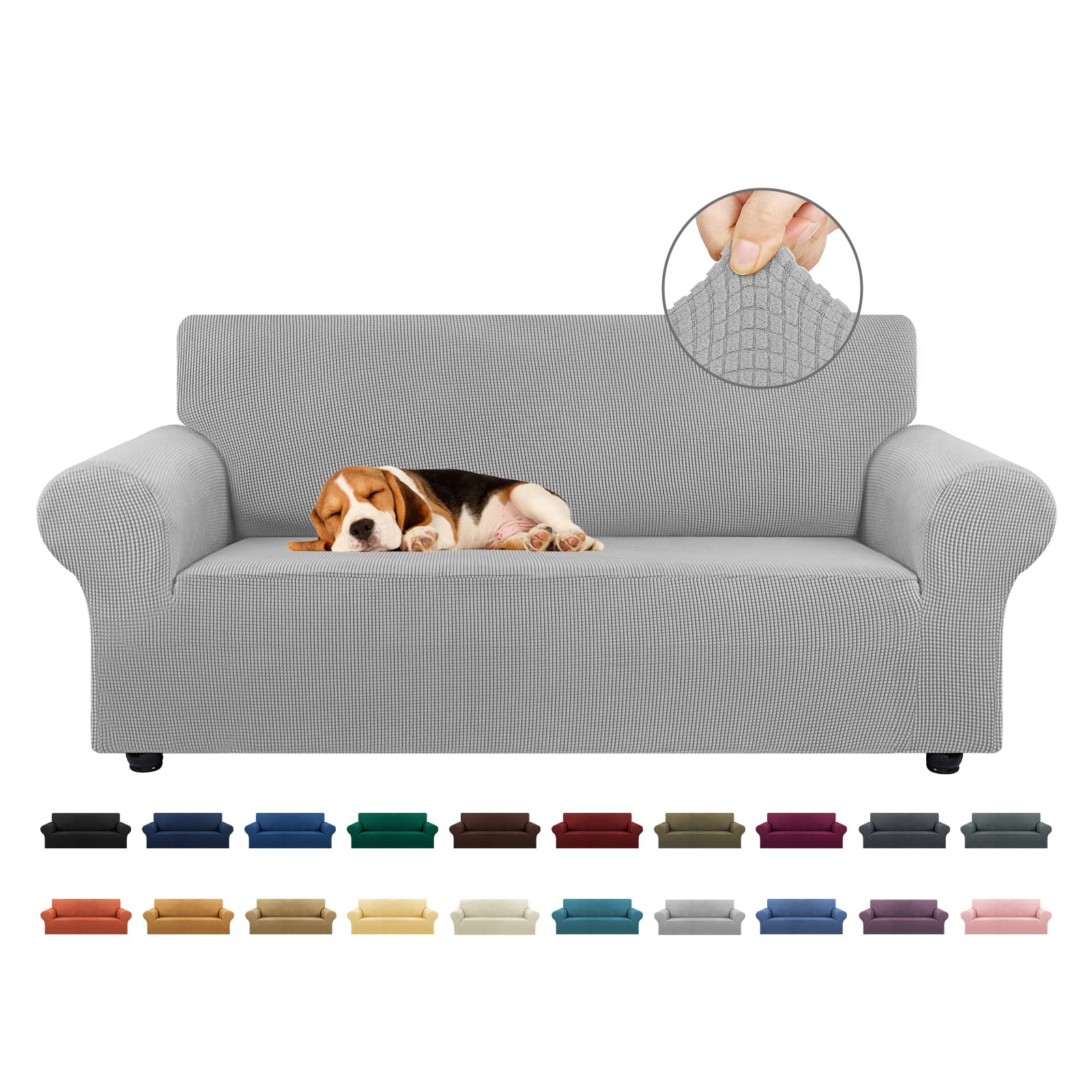 KEKUOU stretch loveseat cover with elastic bottom on 55-78 inch sofa protects against spills.