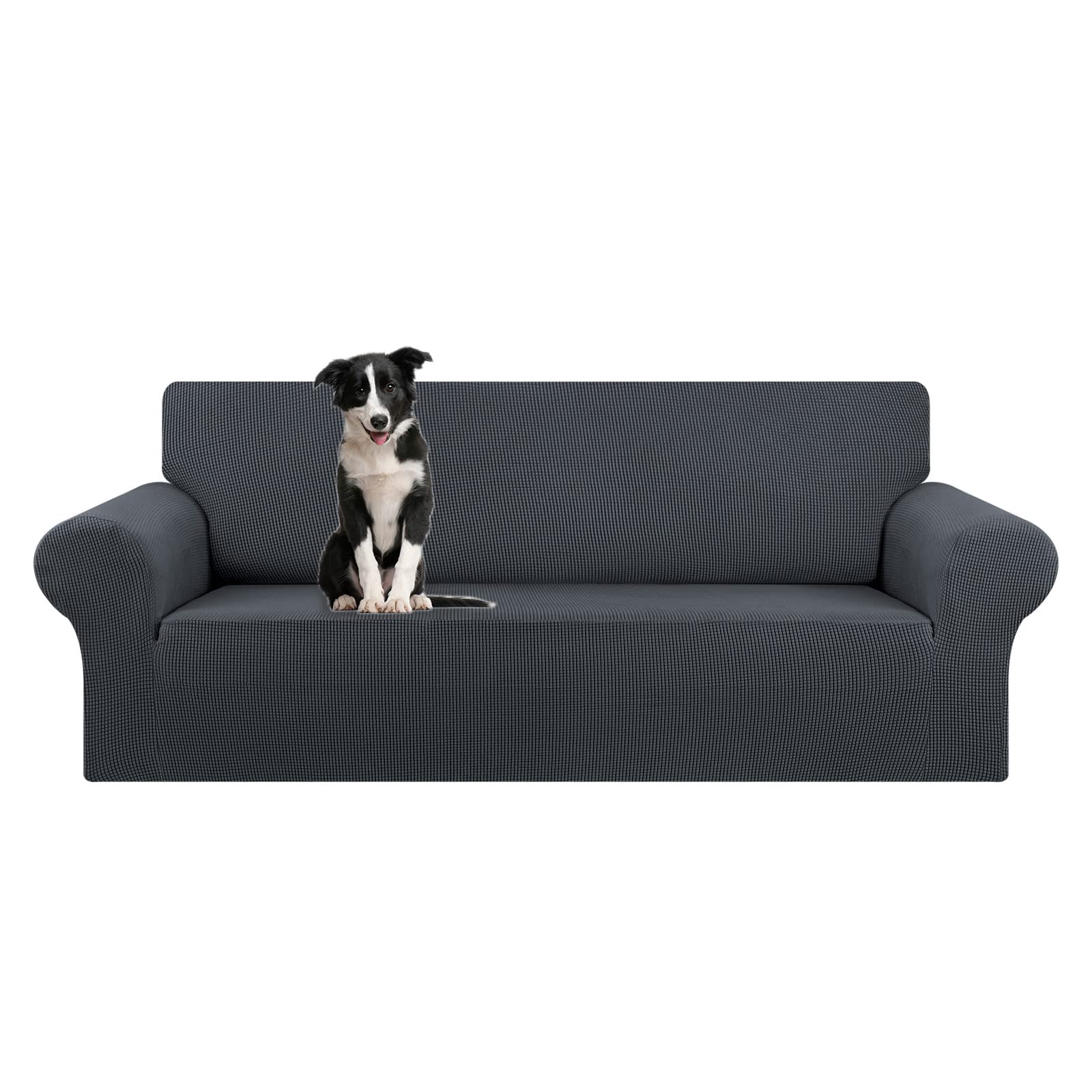 KEKUOU stretch oversized sofa slipcover for 94-110 inch sofas in charcoal.