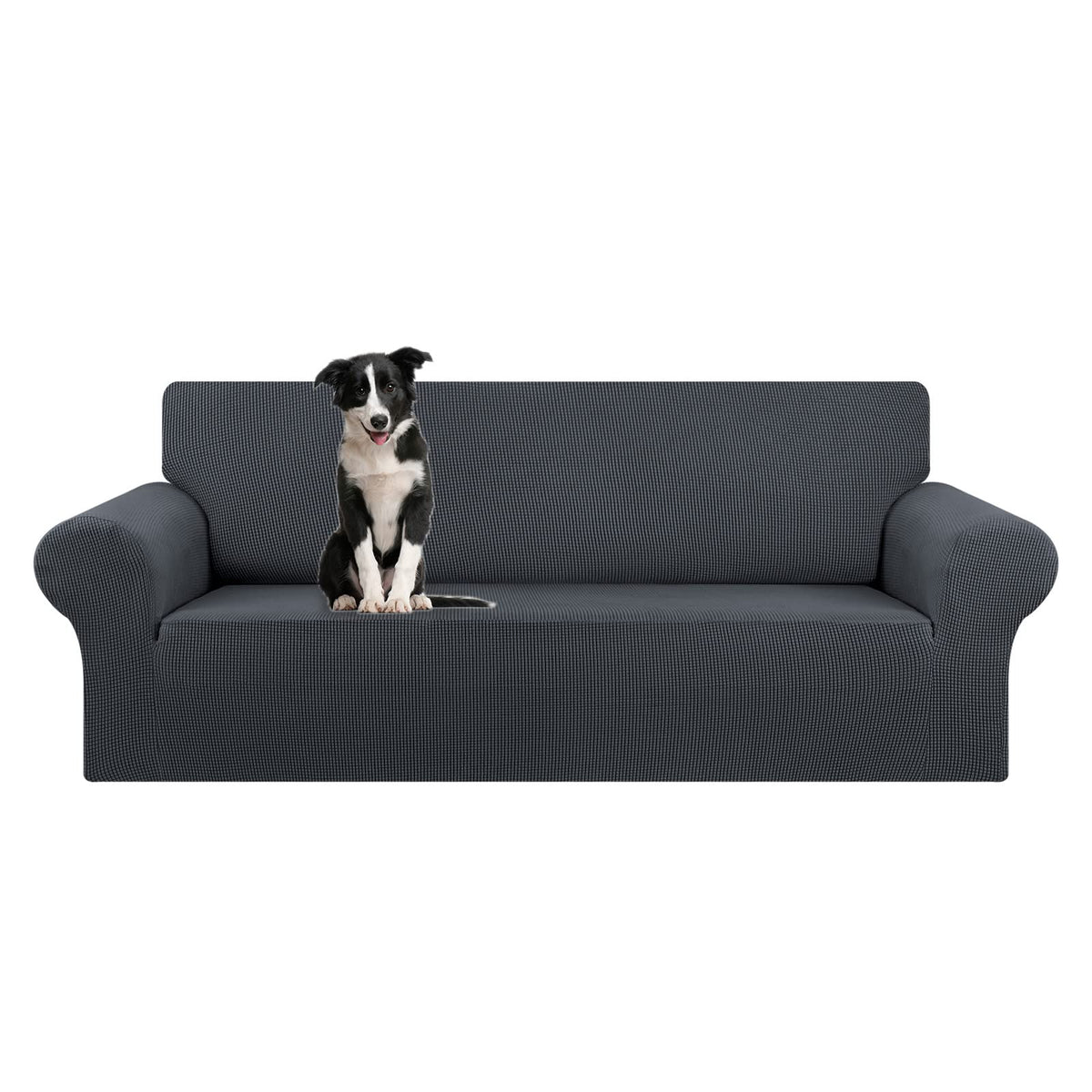 KEKUOU stretch oversized sofa slipcover for 94-110 inch sofas in charcoal.