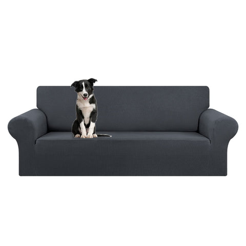 KEKUOU stretch oversized sofa slipcover for 94-110 inch sofas in charcoal.
