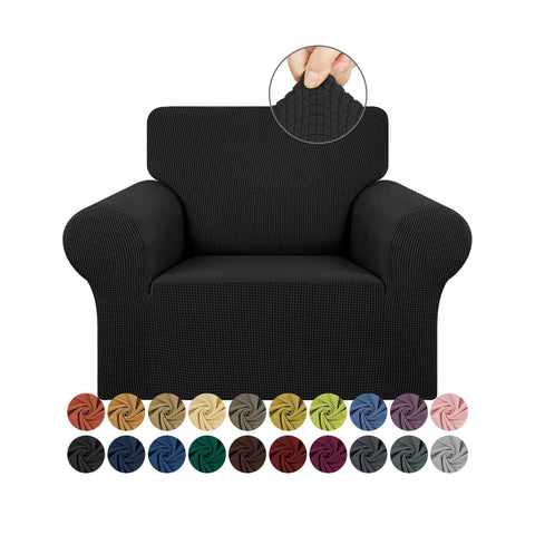 KEKUOU stretch single sofa slipcover with elastic bottom for snug fit