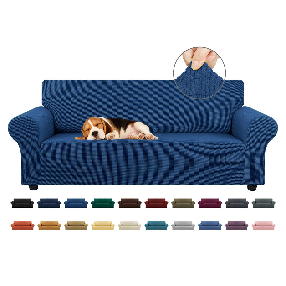 KEKUOU stretch sofa cover on a 78-94 inch sofa with elastic bottom for secure fit.