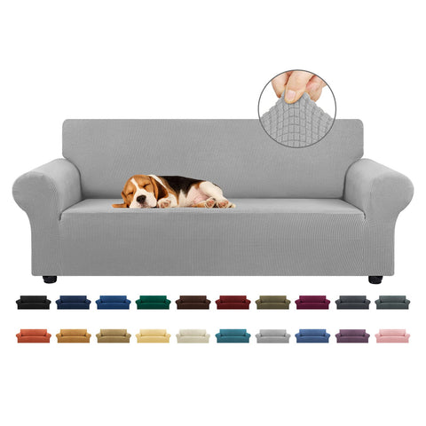 KEKUOU stretch sofa cover with elastic bottom for 78–94 inch sofas (silver).