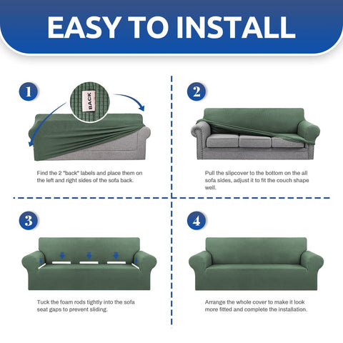 KEKUOU stretch sofa cover elastic bottom holds cover in place for daily use