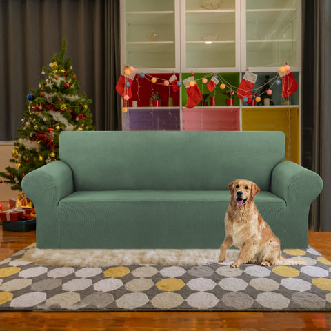 KEKUOU stretch sofa cover closeup fabric texture shows wrinkle resistance and flexible fit