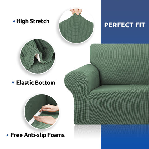KEKUOU stretch sofa cover jacquard small checked adds decorative touch for seasonal decor