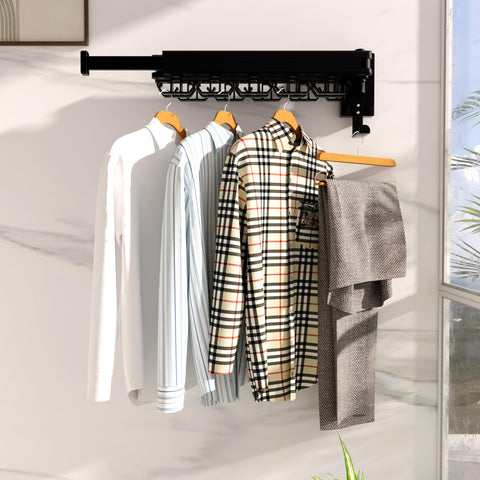 Kelisiting rack with hidden telescopic rod for versatile drying options