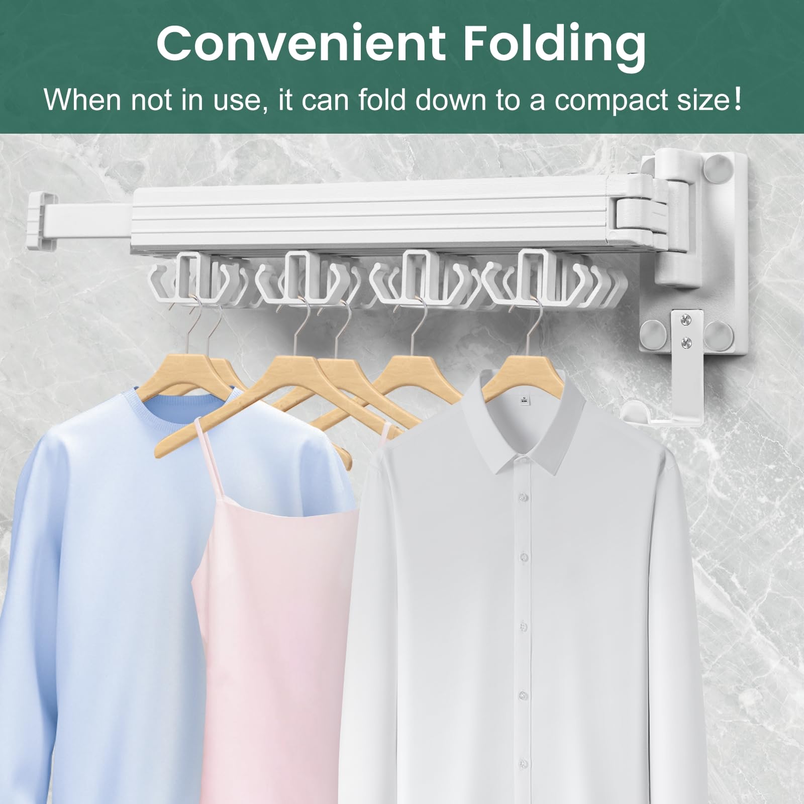 Kelisiting wall rack supports up to 220 lbs for heavy garments.