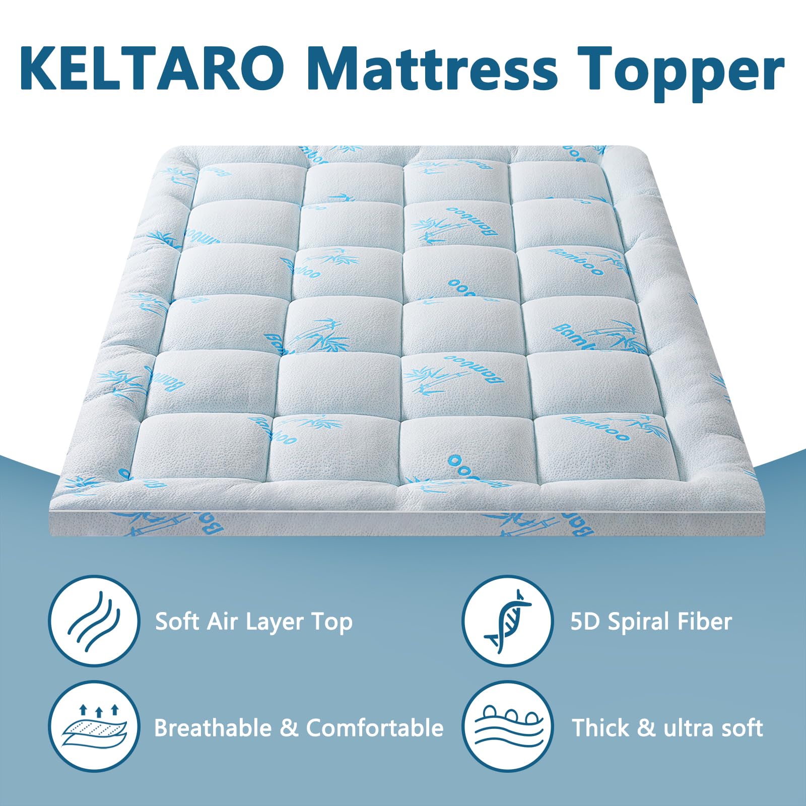 KELTARO 8-21-inch deep pocket secures your mattress with a snug fit.