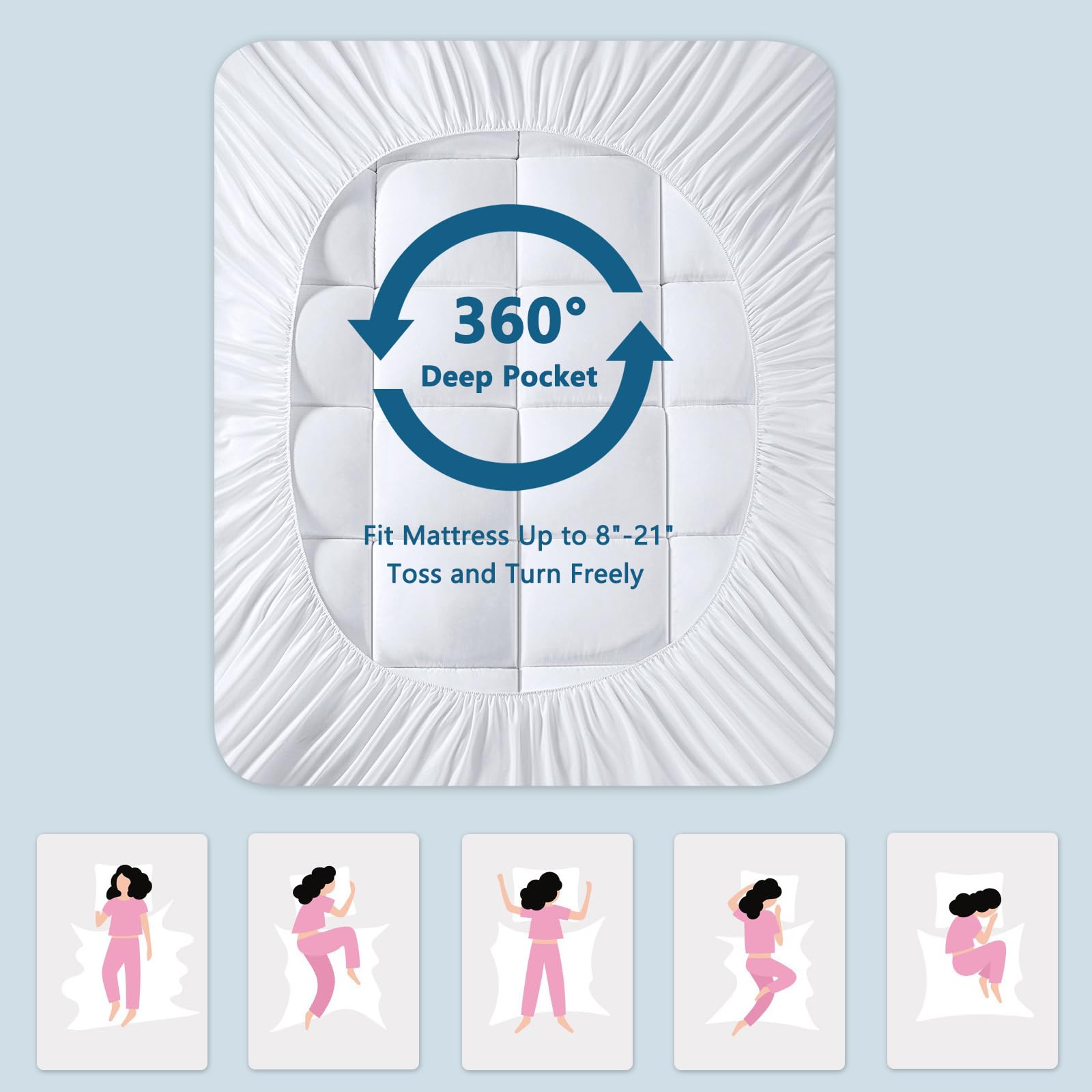 KELTARO down-alternative fill provides plush cushioning without overheating.