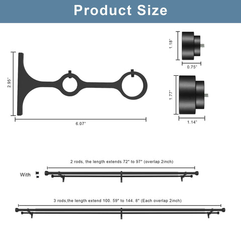 Kemmie curtain rod 1-inch front diameter emphasizes sturdy support.