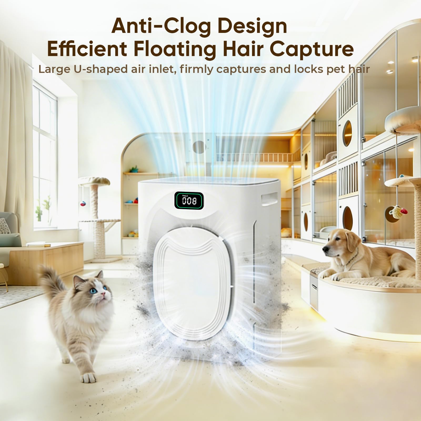 KEN BROWN air purifier for pets pre-filter close-up shows washable cotton filter extending life.