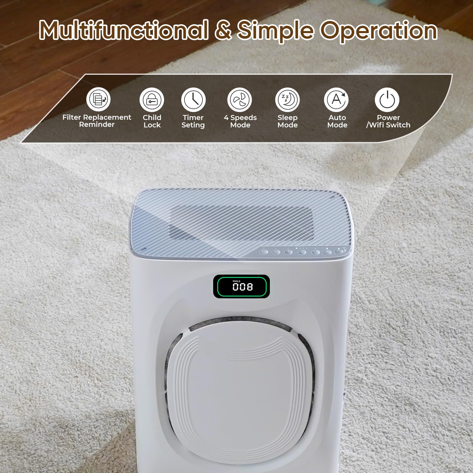 KEN BROWN air purifier for pets quiet sleep mode preserves calm nights.