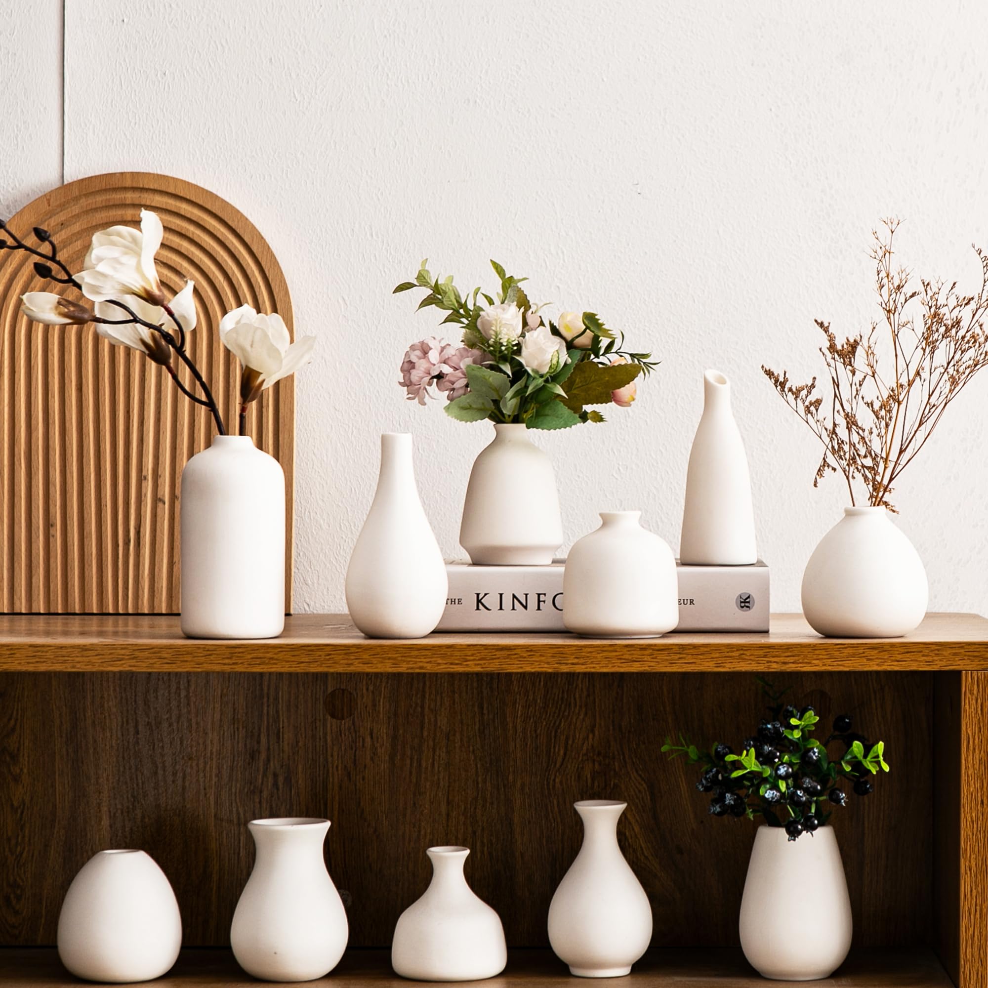 Kendiis mini white vases, side silhouette showcasing unique shapes for chic decor