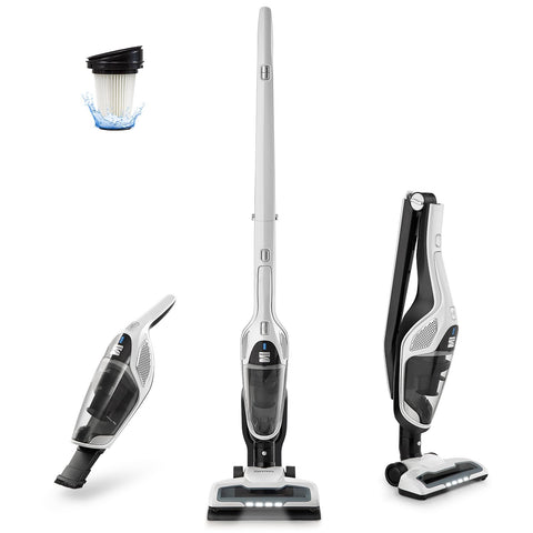 Kenmore DS2000 cordless vacuum battery life enables thorough cleaning on carpets and hard floors.