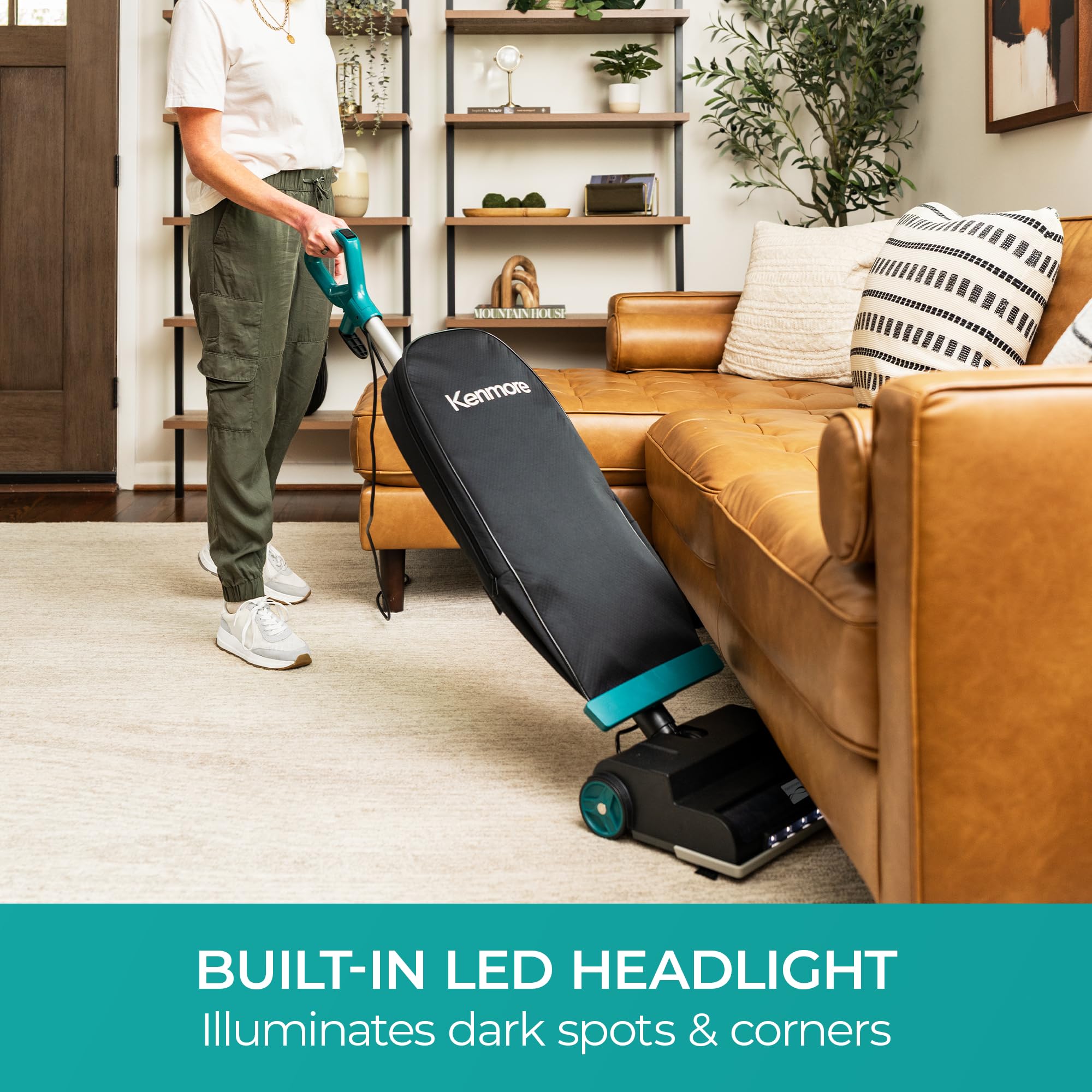 Two-speed settings adapt suction for carpets and hard floors on the Kenmore BU1001 B200.