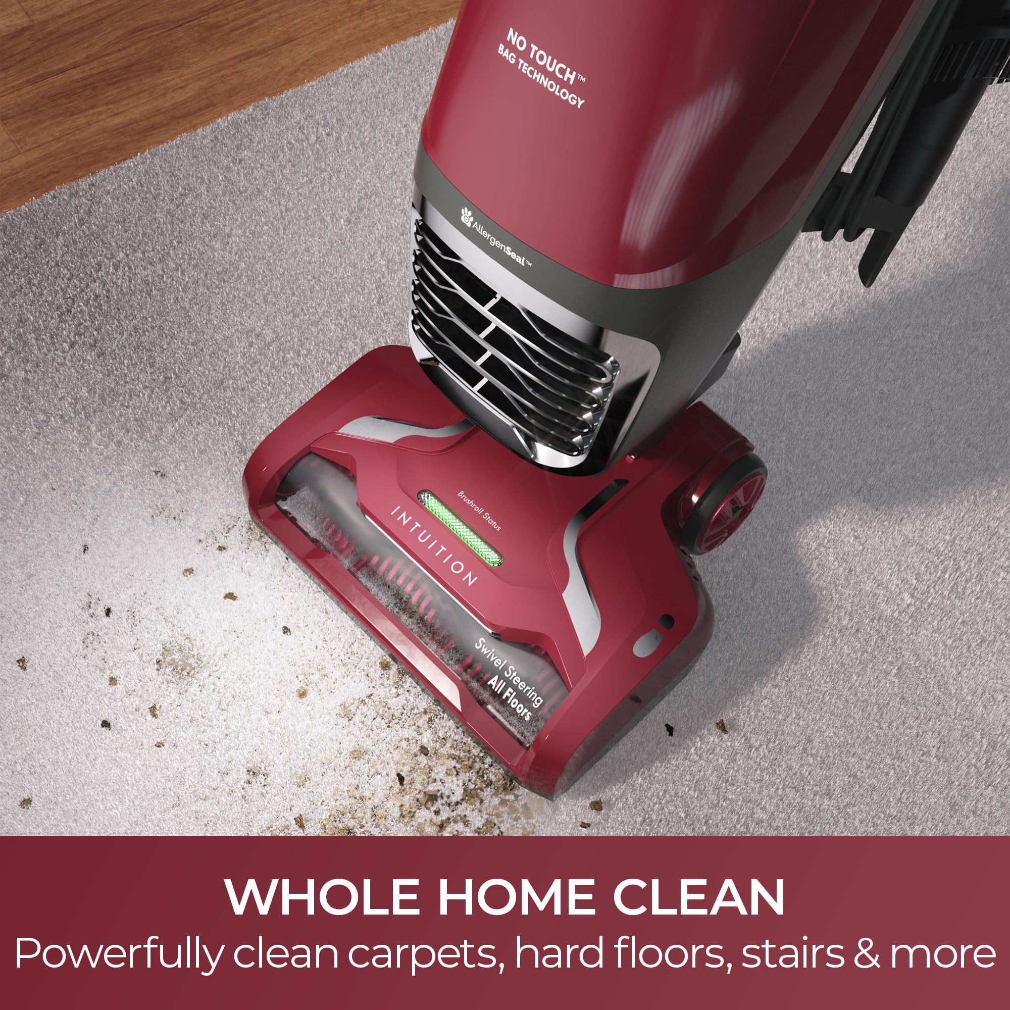Kenmore BU3040 Intuition no-touch bag feature shown for hygienic disposal