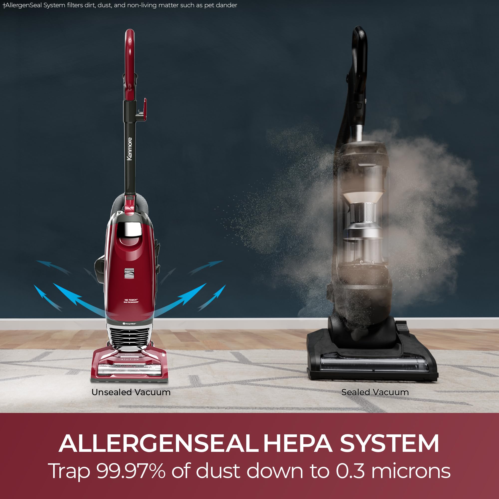 Kenmore BU3040 Intuition upright vacuum side view ideal for stairs and tight spaces
