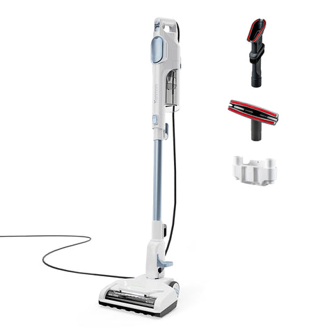 Kenmore CS2015 corded stick vacuum powers carpet cleaning with strong suction.