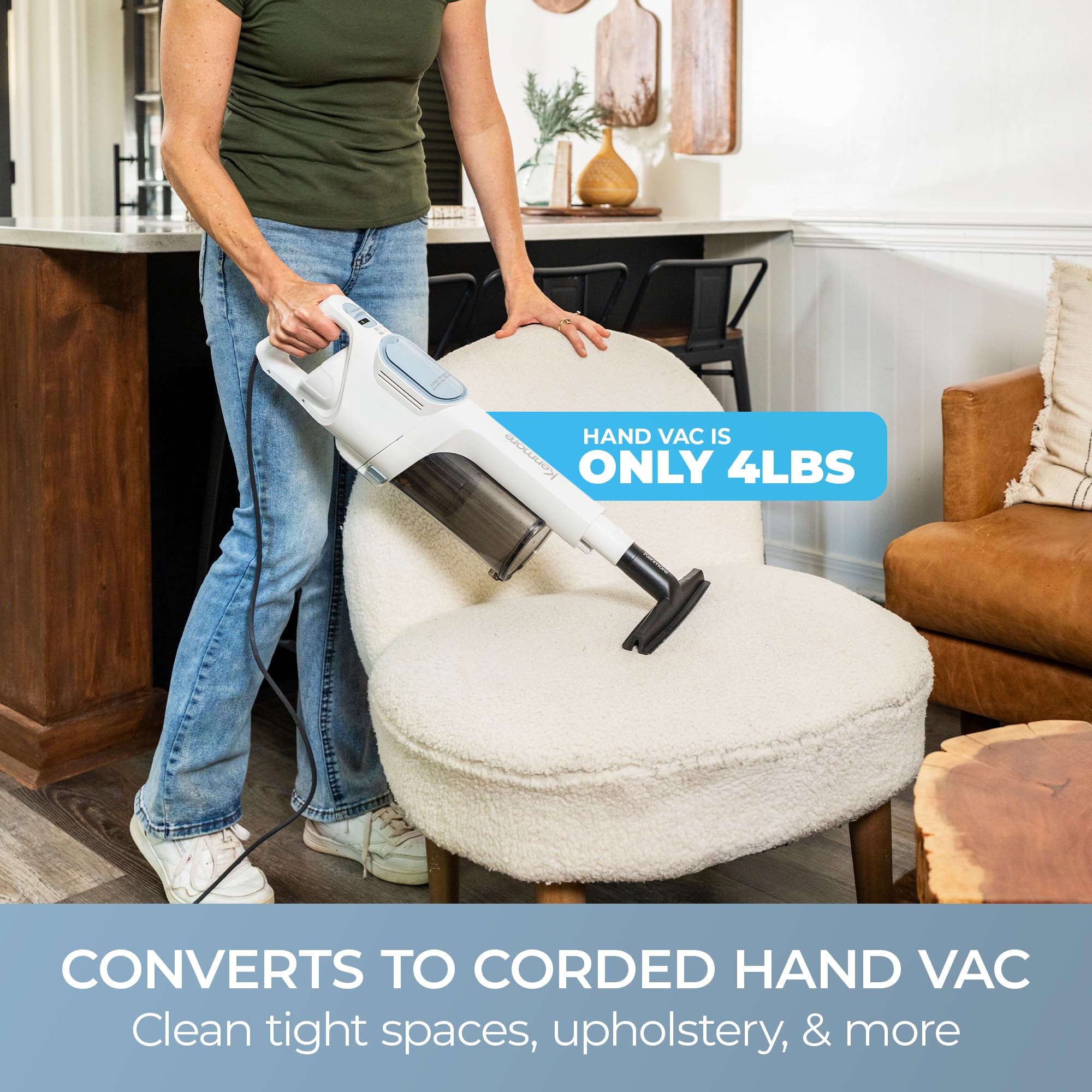 Kenmore CS2015 extended reach wand helps access hard-to-reach areas.