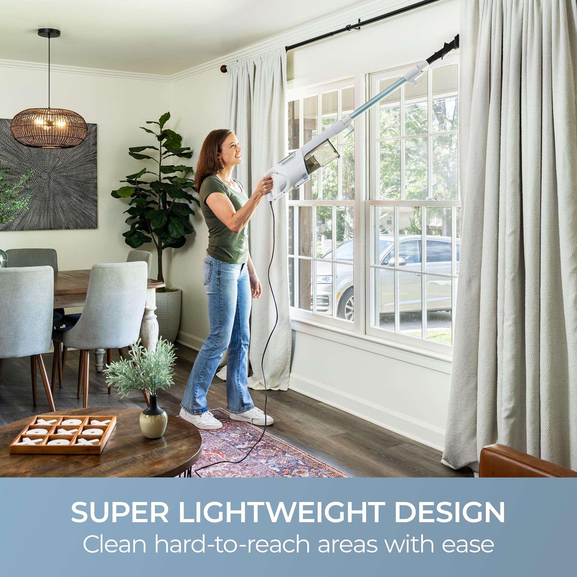 Kenmore CS2015 LED headlight brightens dark corners and under furniture.