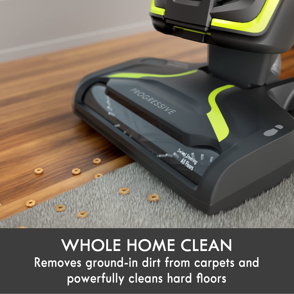 Kenmore DU2001 upright side view showing swivel steering for easy corner cleaning
