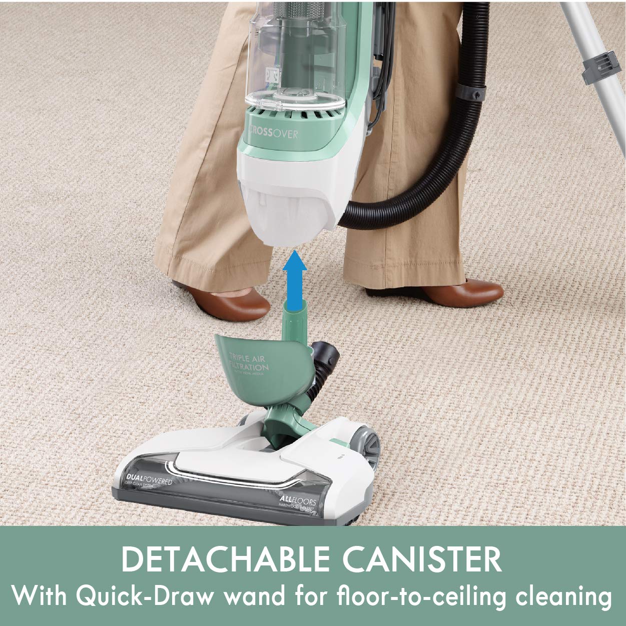 Kenmore DU3017 two-motor cyclonic suction for deep cleaning carpets and cracks.