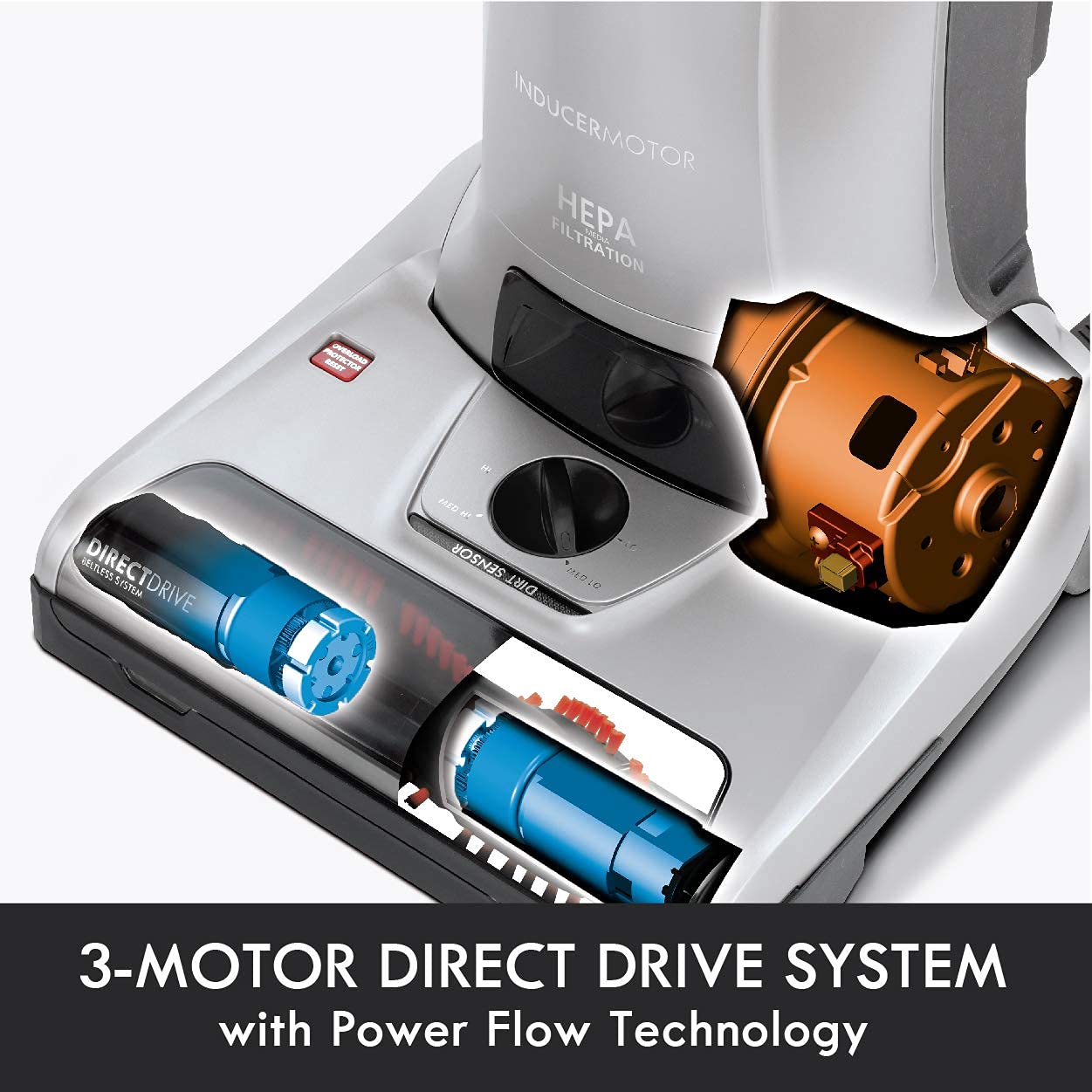 Kenmore Elite 3D Inducer Motor delivers extra airflow for consistent suction.