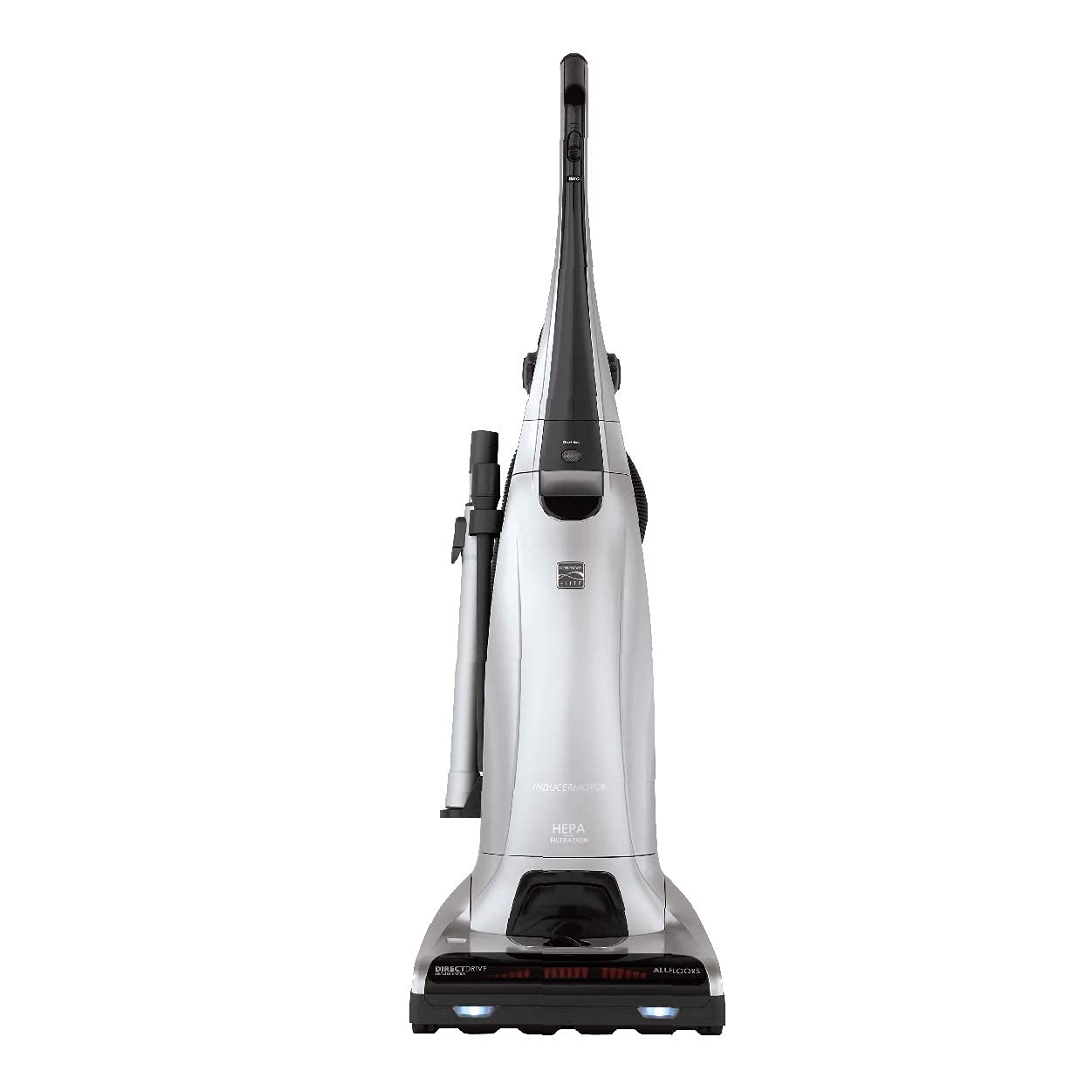 Kenmore Elite vacuum front view showing powerful all-floor cleaning and pet hair removal.