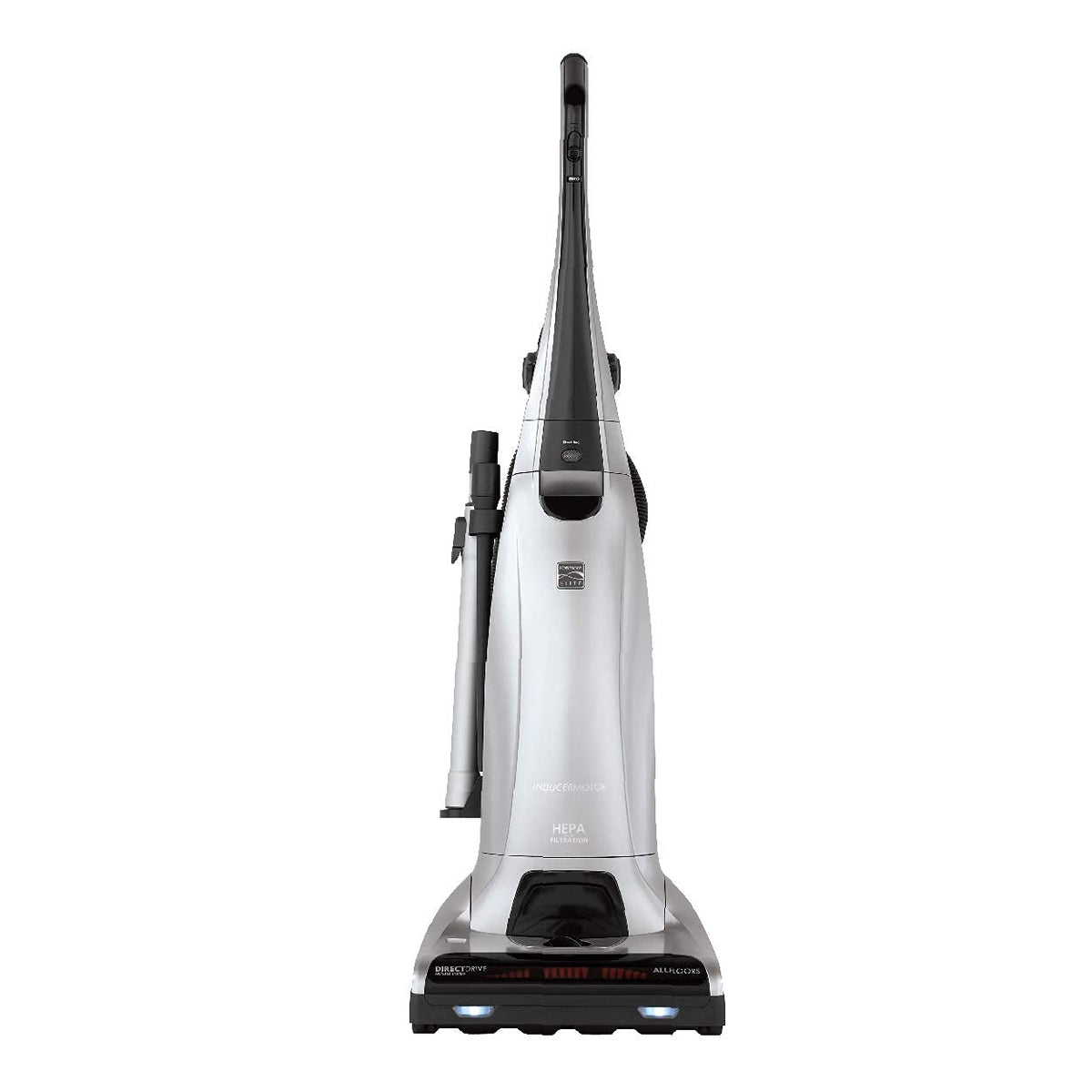 Kenmore Elite vacuum front view showing powerful all-floor cleaning and pet hair removal.