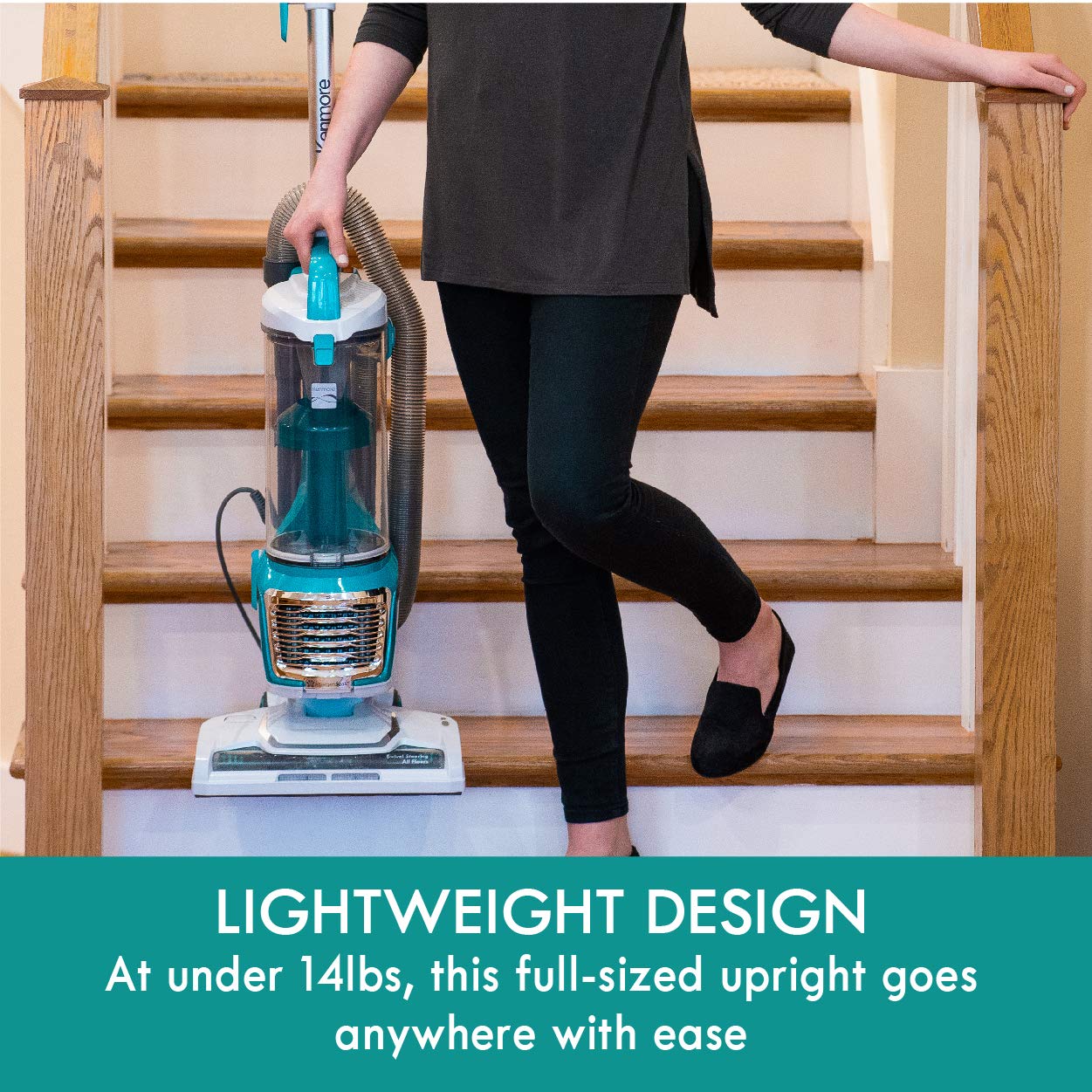 Kenmore extended 10-foot hose with 3-in-1 tools reaches tight spots.
