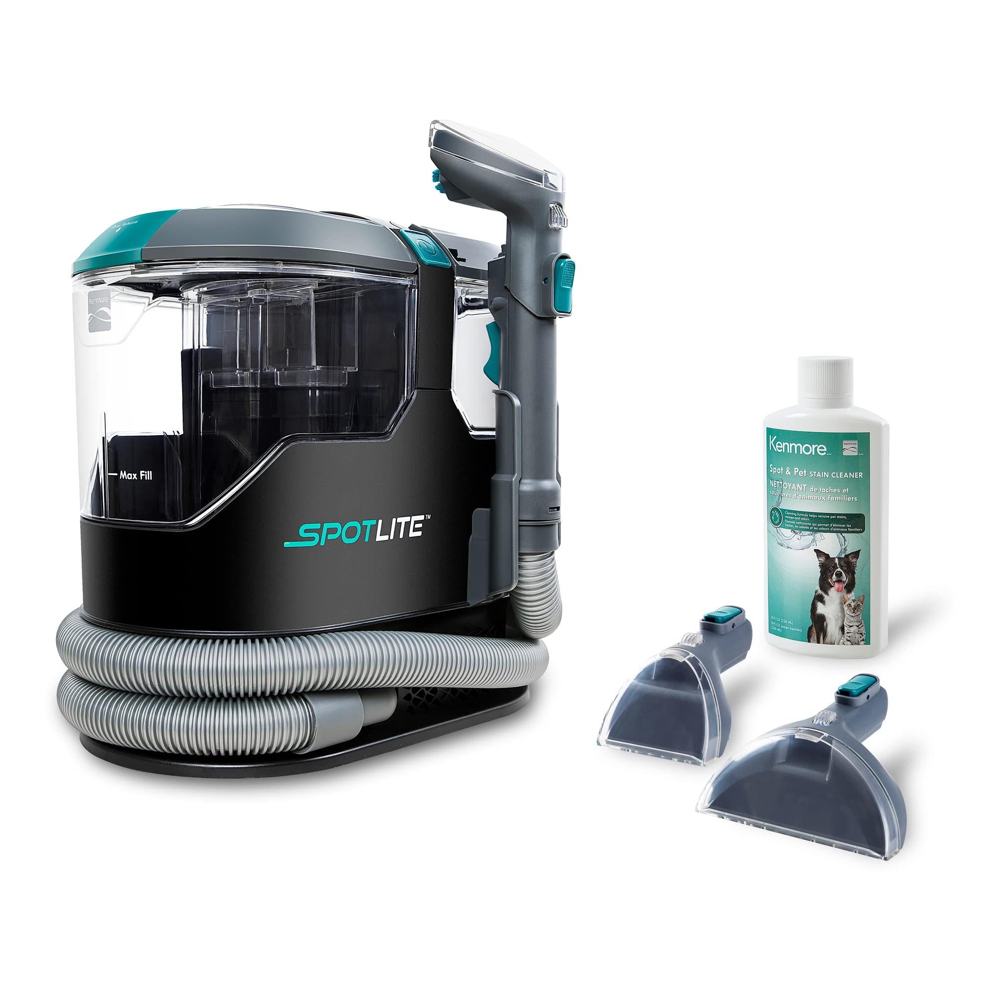 Kenmore SpotLite suction head close-up for powerful stain lifting on carpets.