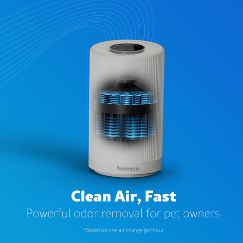 Kenmore PM1005 odor removal capability demonstrated in a kitchen and living area