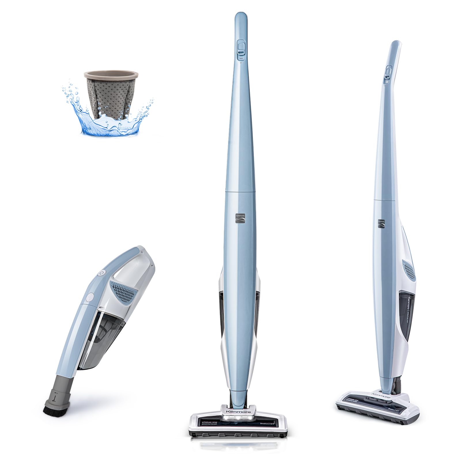 Kenmore Stratus 16V cordless stick vacuum cleans floors with easy, cordless practicality.