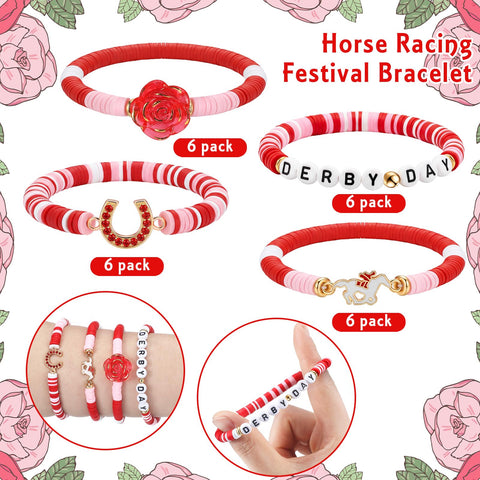 Kenning Derby red horseshoe bead bracelet for festive derby week outfits.