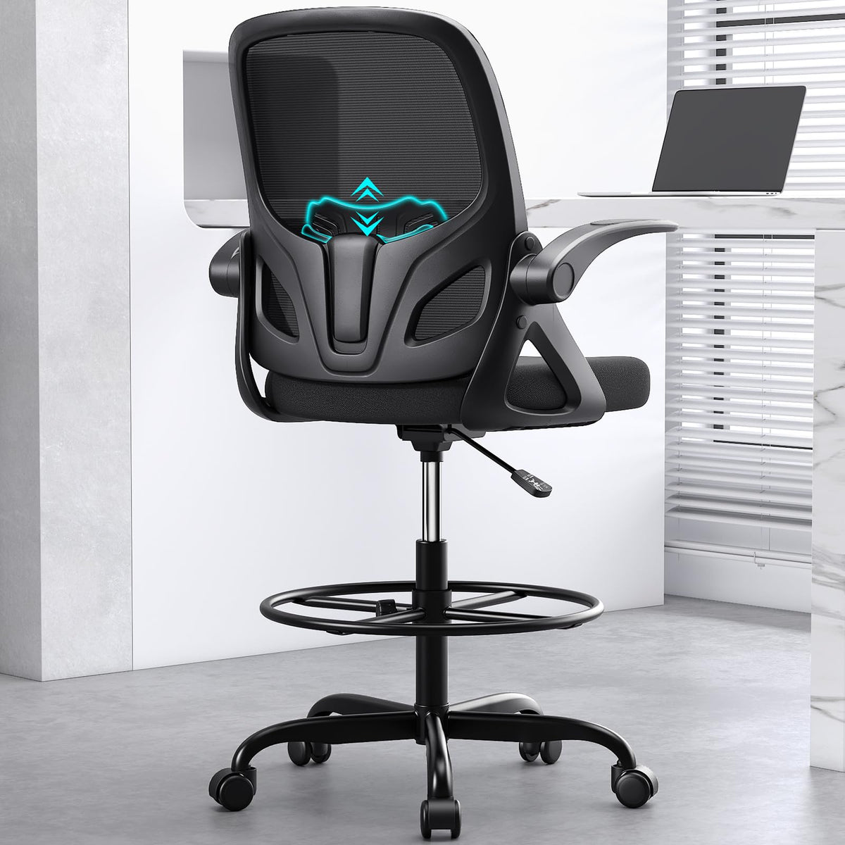 Kensaker drafting chair base stability prevents wobble during work